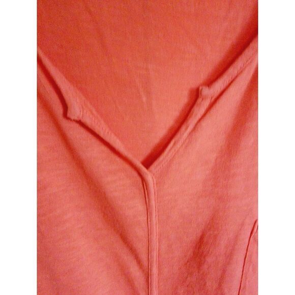 Chico's 3 Orange Cotton Blend V-Neck Short Sleeve T-Shirt XL Chest Pckt - Picture 6 of 8